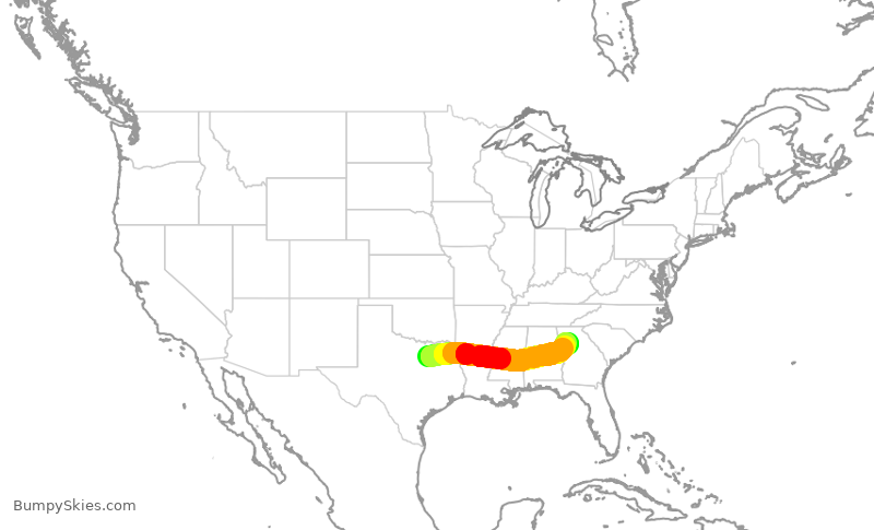 Turbulence forecast map for DAL2780, DAL to ATL