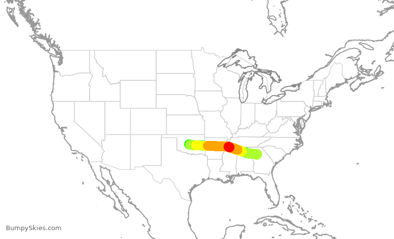 Turbulence forecast map for DAL2784, ATL to OKC