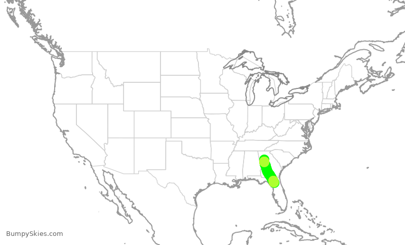 Turbulence forecast map for DAL2793, ATL to GNV