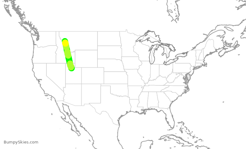 Turbulence forecast map for DAL2795, MSO to SLC