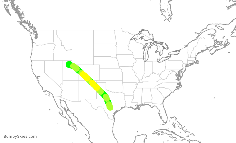 Turbulence forecast map for DAL2797, SLC to SAT
