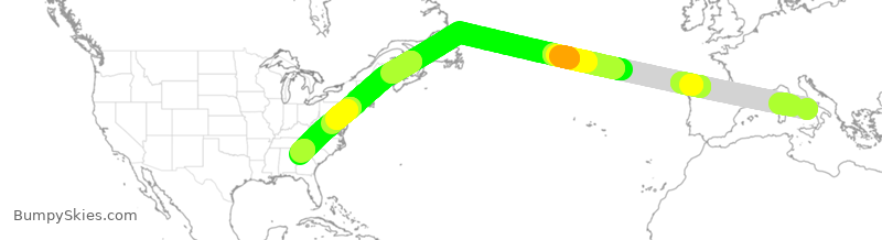 Turbulence forecast map for DAL279, NAP to ATL