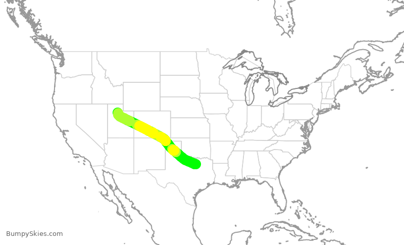 Turbulence forecast map for DAL2811, DFW to SLC