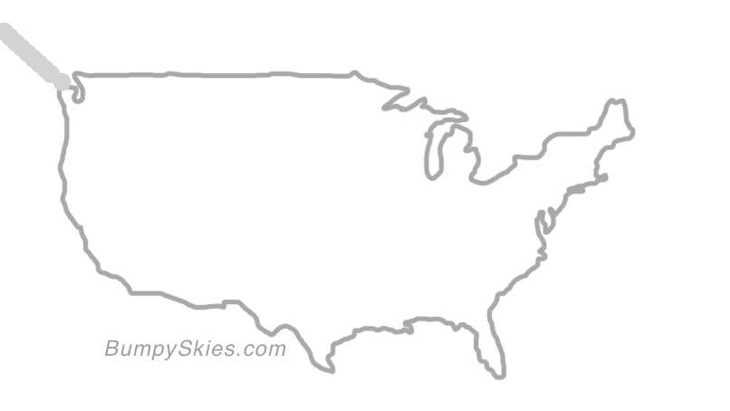 Map of continental US with illustrated flight path and turbulence forecast (described in text below)