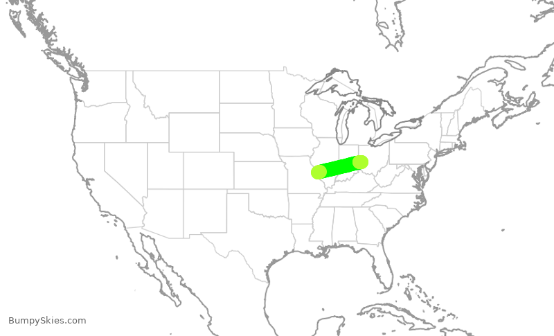 Turbulence forecast map for DAL2822, STL to DAY