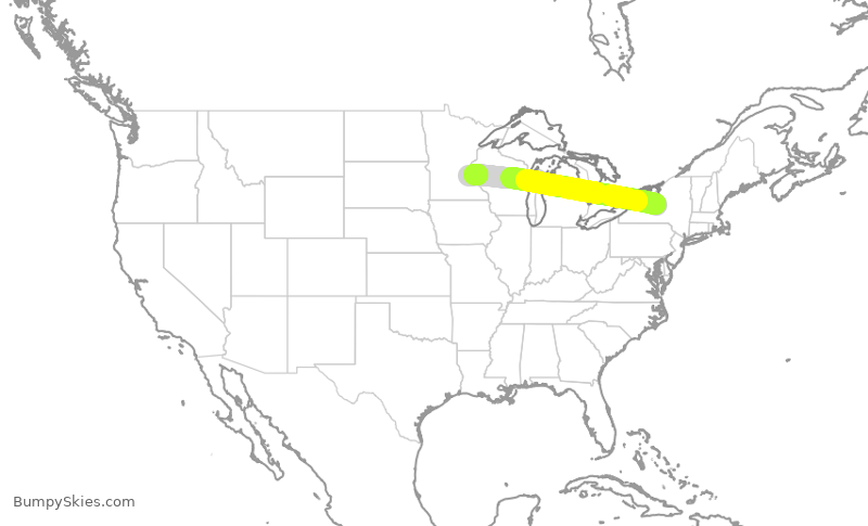 Turbulence forecast map for DAL2834, SYR to MSP