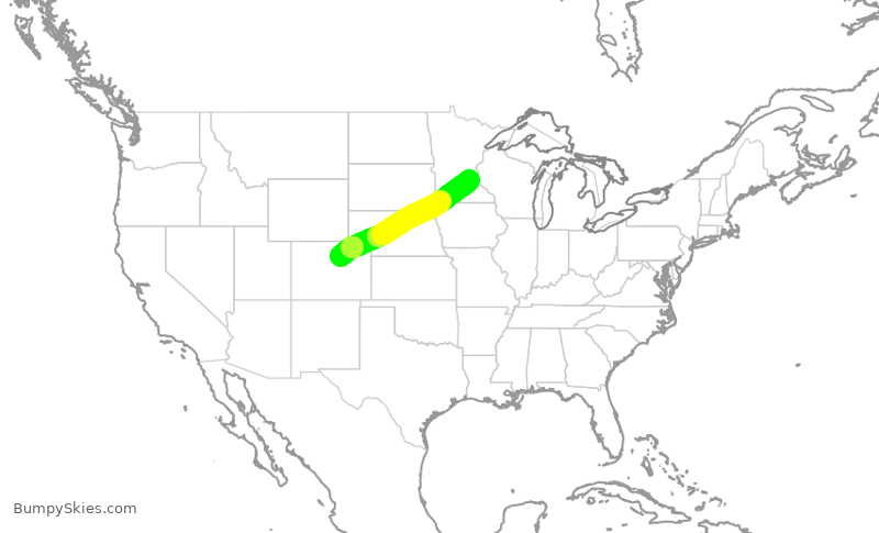 Turbulence forecast map for DAL2849, MSP to DEN