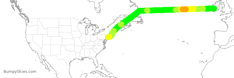 Turbulence forecast map for DAL285, SNN to JFK
