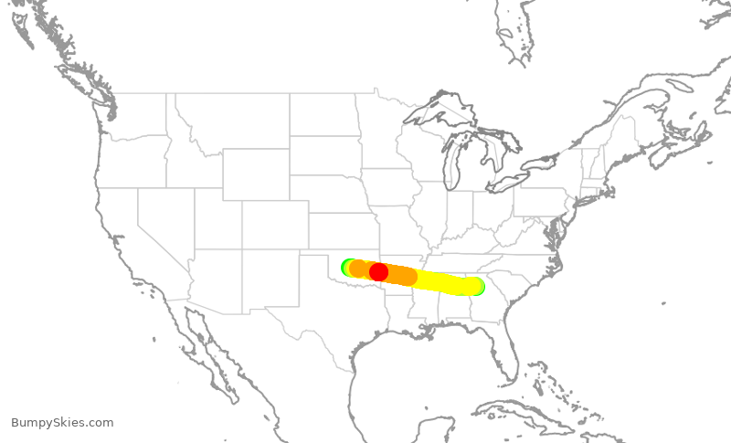 Turbulence forecast map for DAL2862, ATL to OKC