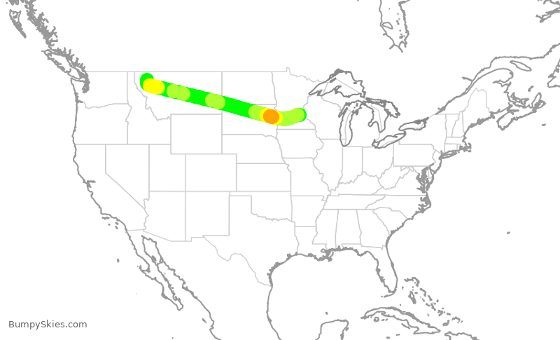 Turbulence forecast map for DAL2863, GPI to MSP