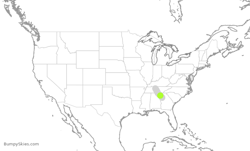 Turbulence forecast map for DAL2867, BNA to ATL