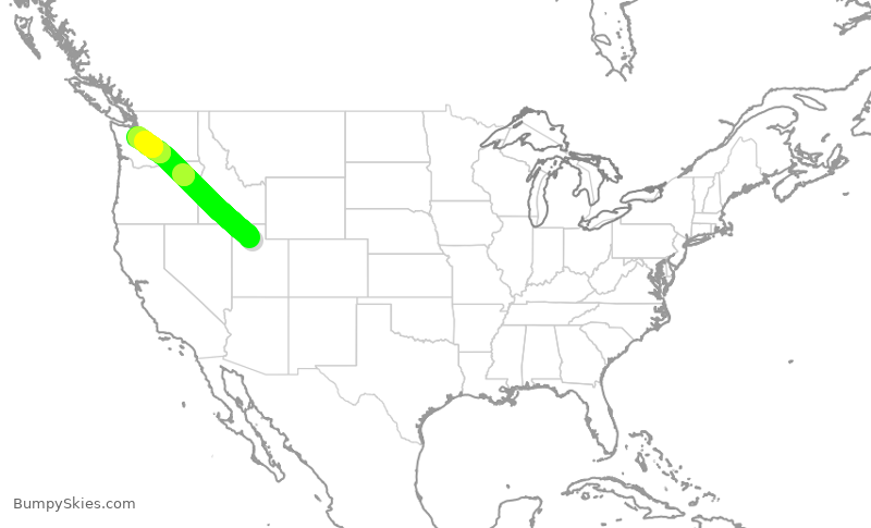 Turbulence forecast map for DAL2874, SLC to SEA