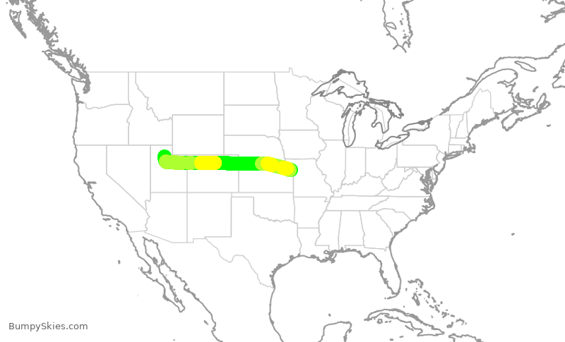 Turbulence forecast map for DAL2882, MCI to SLC