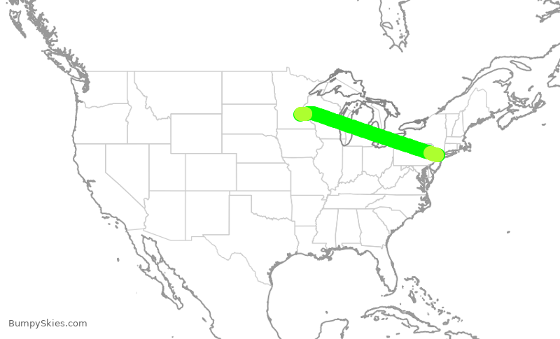 Turbulence forecast map for DAL2885, EWR to MSP