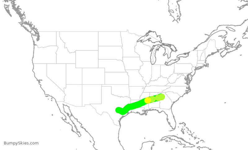 Turbulence forecast map for DAL2886, ATL to AUS