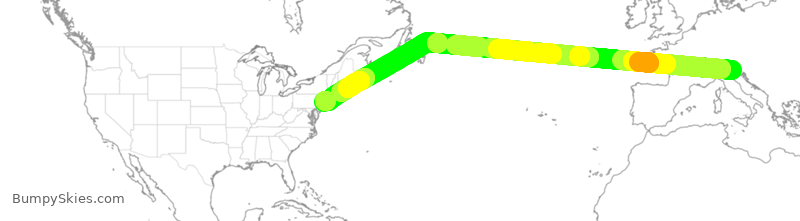 Turbulence forecast map for DAL289, IPZ to JFK