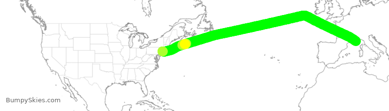 Turbulence forecast map for DAL28, JFK to NCE