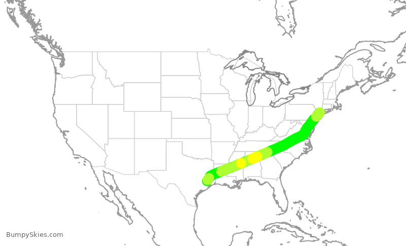 Turbulence forecast map for DAL2900, IAH to LGA