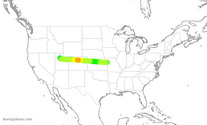 Turbulence forecast map for DAL2903, MCI to SLC