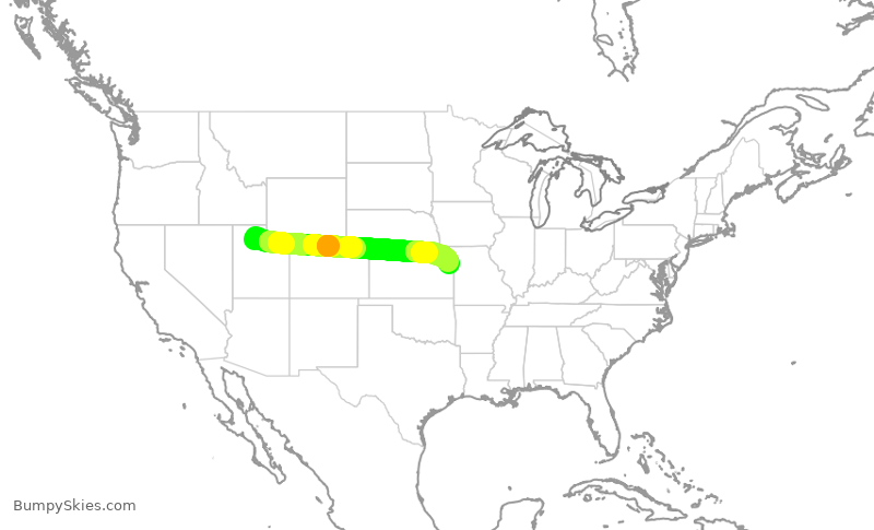 Turbulence forecast map for DAL2903, SLC to MCI