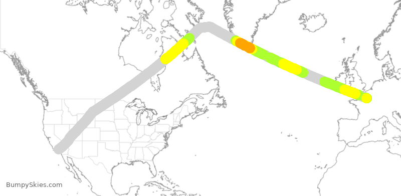 Turbulence forecast map for DAL290, LAX to FPG