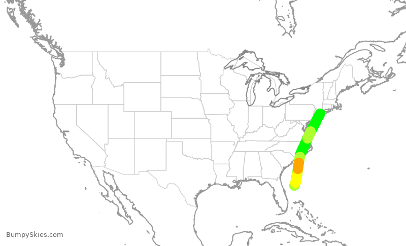 Turbulence forecast map for DAL2912, DJT to JFK
