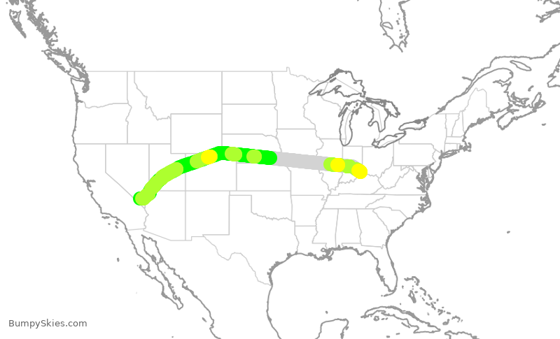Turbulence forecast map for DAL2915, CVG to LAS