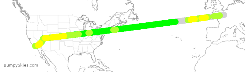 Turbulence forecast map for DAL291, FPG to LAX