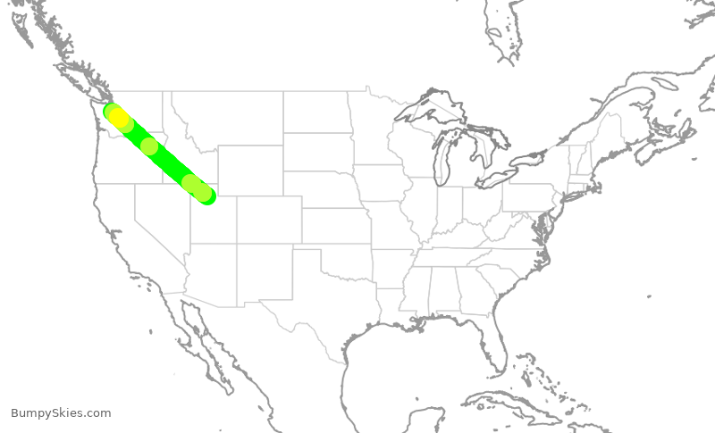 Turbulence forecast map for DAL2921, SLC to SEA