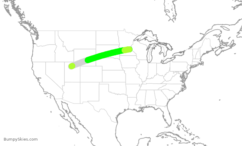 Turbulence forecast map for DAL2924, SLC to MSP