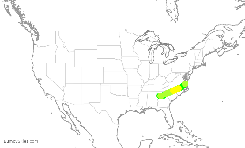 Turbulence forecast map for DAL2925, ATL to ORF