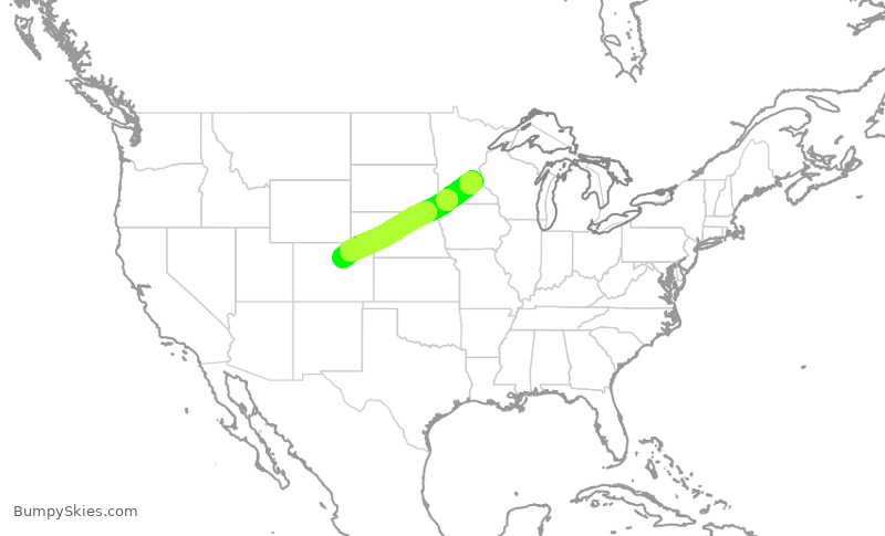 Turbulence forecast map for DAL2927, MSP to DEN