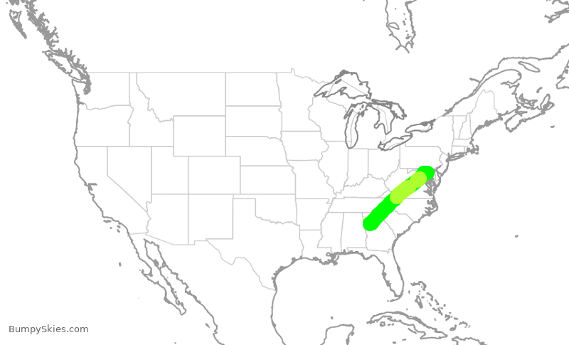 Turbulence forecast map for DAL2928, BWI to ATL