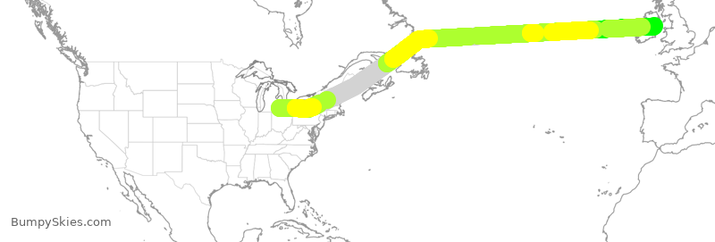 Turbulence forecast map for DAL292, DTW to IDW