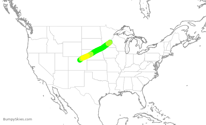 Turbulence forecast map for DAL2931, MSP to DEN