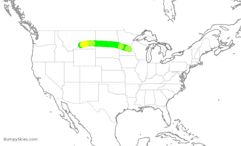 Turbulence forecast map for DAL2941, MSP to BIL