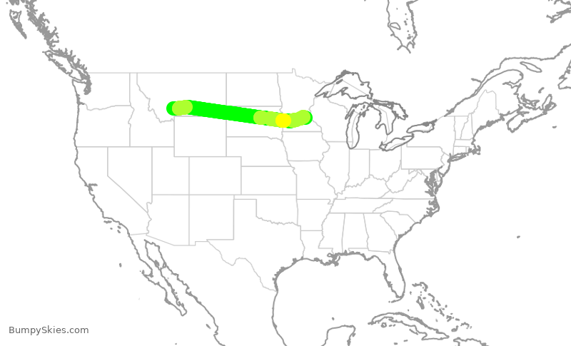 Turbulence forecast map for DAL2946, BZN to MSP