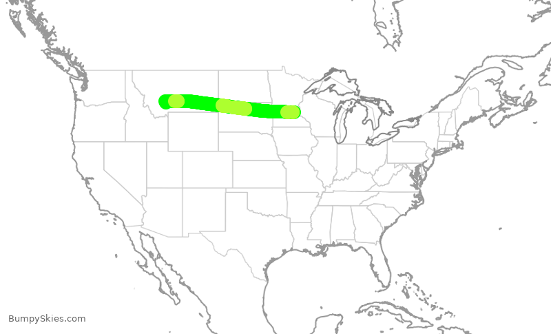 Turbulence forecast map for DAL2946, MSP to BZN