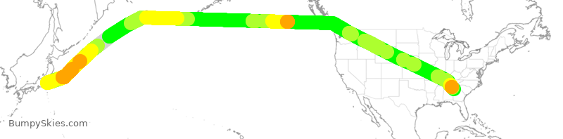 Turbulence forecast map for DAL294, JTT to ATL