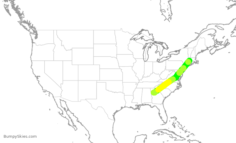 Turbulence forecast map for DAL2951, ATL to BDL