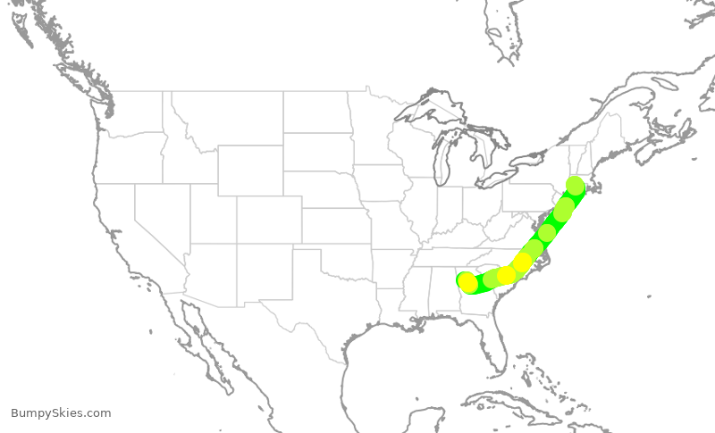 Turbulence forecast map for DAL2951, BDL to ATL