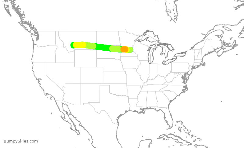 Turbulence forecast map for DAL2954, MSP to BZN