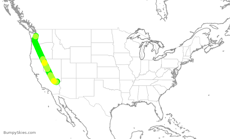 Turbulence forecast map for DAL2956, LAS to SEA