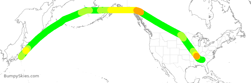 Turbulence forecast map for DAL295, ATL to HND