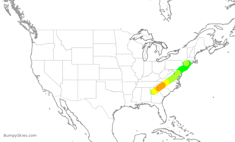 Turbulence forecast map for DAL2973, ATL to HPN
