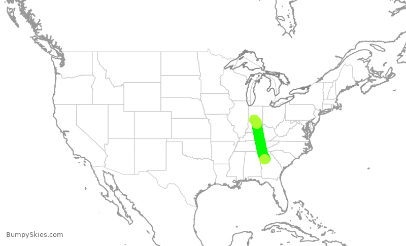 Turbulence forecast map for DAL2979, ATL to IND