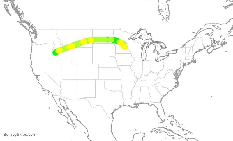 Turbulence forecast map for DAL2982, BOI to MSP