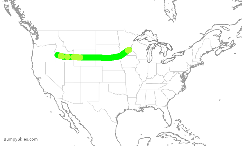 Turbulence forecast map for DAL2982, MSP to BOI