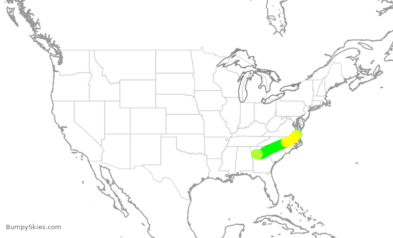 Turbulence forecast map for DAL2984, ATL to ORF