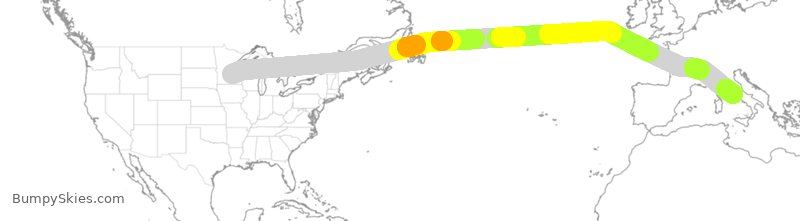 Turbulence forecast map for DAL298, MSP to FCO